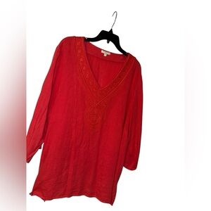 Saint Tropez West Women’s Coral Linen Tunic